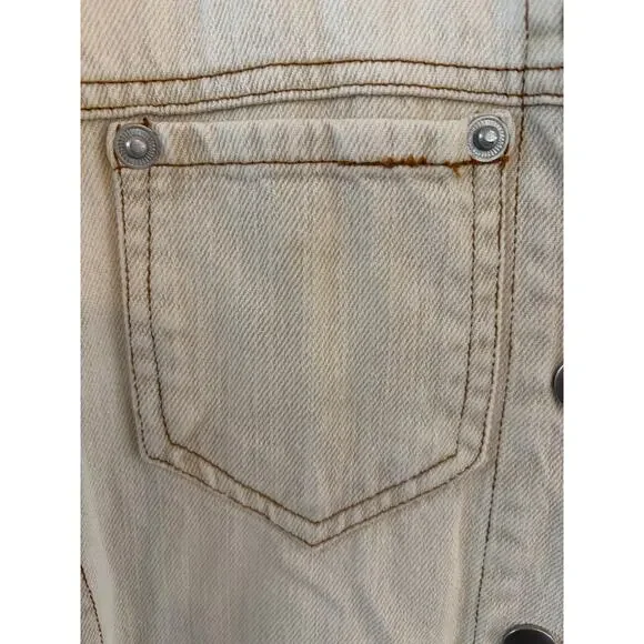 Whiteroom + Cactus Cotton Denim Shirt Dress Beige Snap Button Utility Size M - Picture 9 of 10